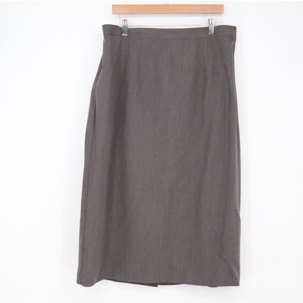 Sag Harbor Skirt Woman 18W Charcoal Gray Elastic Back Midi NEW